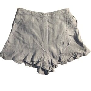 Altar'd State Ruffle Hem Wrap Skort Shorts Gray‎ Size Small Linen Blend Feminine